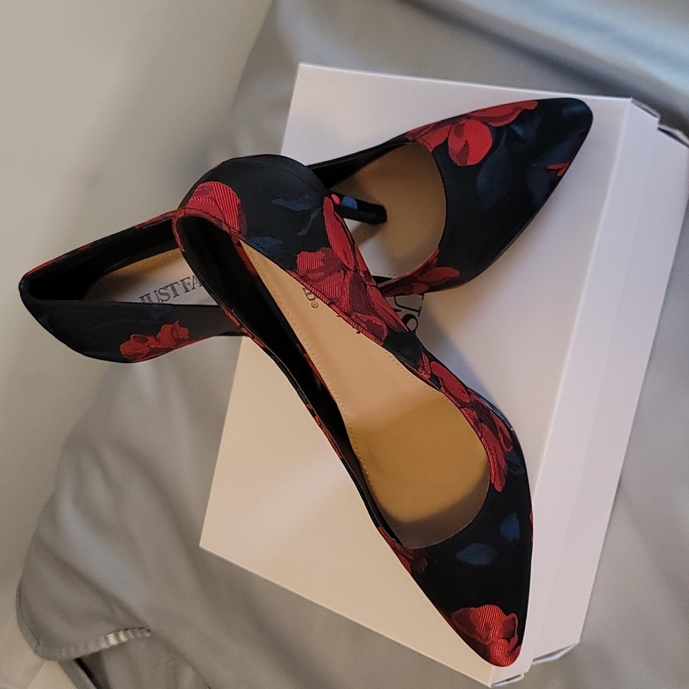 Black multi color heels